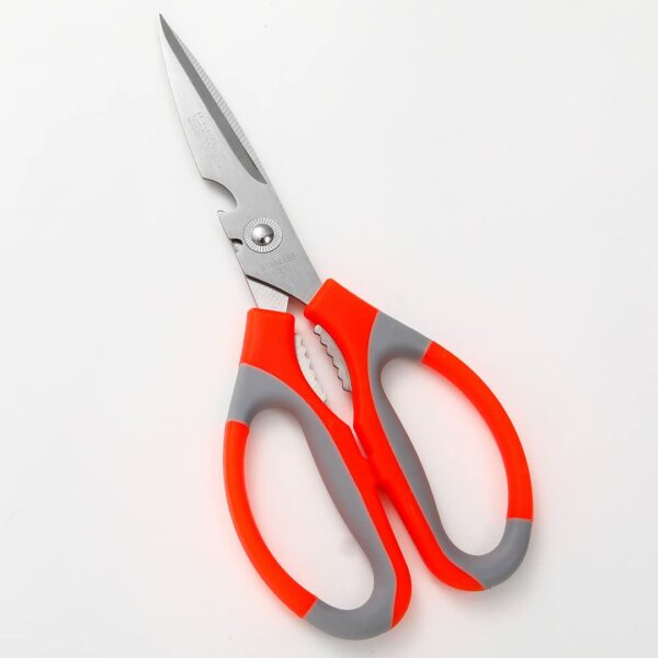 Kuber Industries Multipurpose Kitchen Scissors For Home & Gardening Needs|High Grade Stainless Steel Blades|Precision Ground Edge|K024|Orange