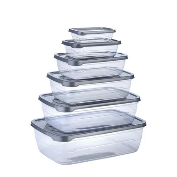 Dialust Rectangular Plastic Food Storage Container with Air Tight Lid Kitchen Container Meat Box Fridge and Freezer Storage Boxes Bowl - 225ml, 325ml, 650ml, 1250ml, 2200ml, 3500ml, 6 Pcs, Clear