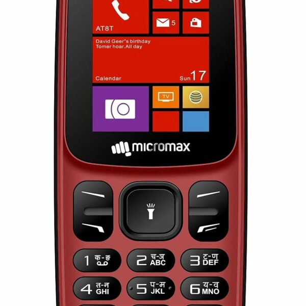 Micromax All-New X416 keypad Mobile with 1.8" Screen|Auto Call Recording | Power Saving Mode| Bright Torch | Expandable Storage Upto 16GB | Wireless FM | Black & Red|