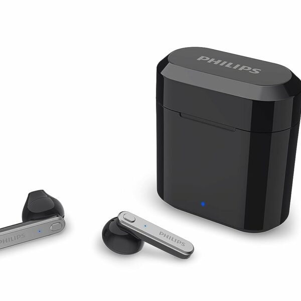 PHILIPS Audio TWS TAT3225/94 True Wireless Earbuds with 24 Hour Playtime (6+18), IPX4 Splash- and Sweat-Resistant, Bluetooth V5.2, Smart Pairing, 13 mm Drivers, Voice Assistant (Black)