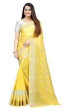 Indian Fashionista Women's Cotton Silk Embroidery Saree With Blouse Piece