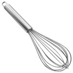 Kuber Industries Multiuses Stainless Steel Kitchen Utensil Balloon Shape Wire Whisk, Egg Beater, Kitchen Tool, 25cm (Silver), Standard