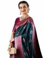 AKHILAM Women's Banarasi silk Ethnic Motif Printed Saree With Unstitched Blouse Piece(24PAKHI2401_NT_Parent)