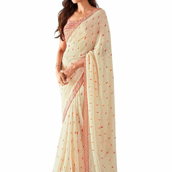 AKHILAM Women's Georgette Embellished Designer Saree With Blouse Piece (SAADI1001_SR_Parent)