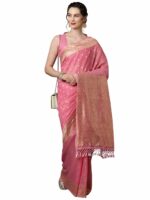 AKHILAM Women's Kanjivaram Banarasi Silk Woven Design Saree With Unstitched Blouse Piece (3VMIKA30_Parent)