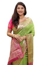 AMIRAT Women's Banarasi Saree Soft new ladies 2024 Design Wear Pattu Sarees Latest Cotton Party Sari collections With Blouse Piece for Wedding sadi