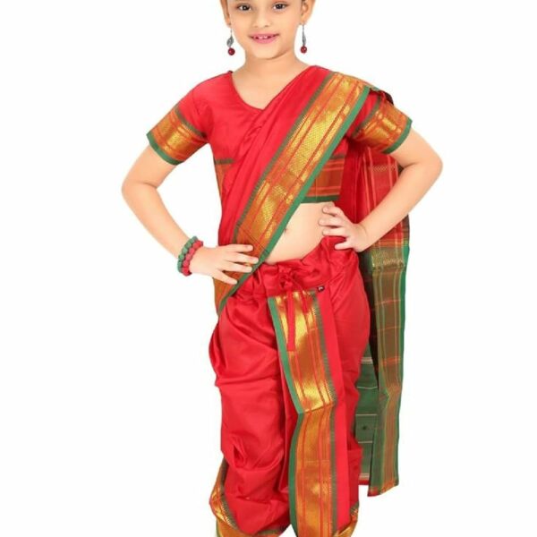 ARATI Girl's Readymade Belgaon Silk Nauwari Sarees