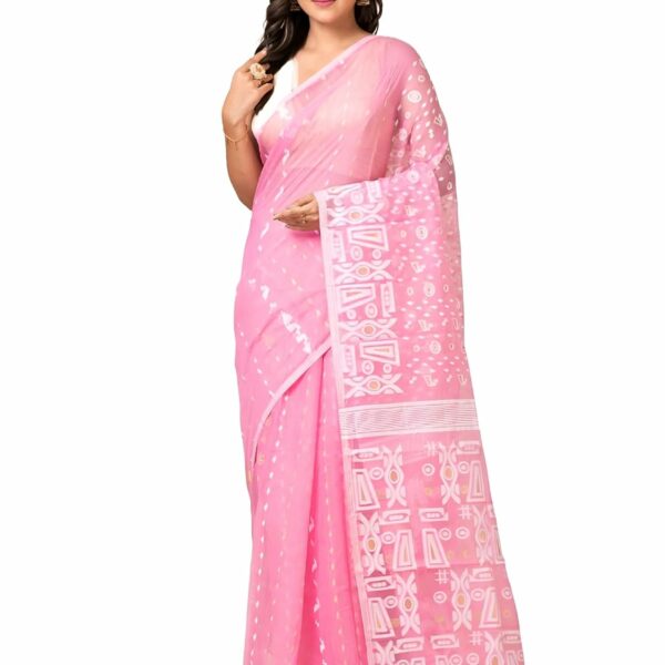 Aishwarya Sarees Women's Cotton Jamdani Saree Bengal Pure Cotton Dhakai Jamdani Saree for Women