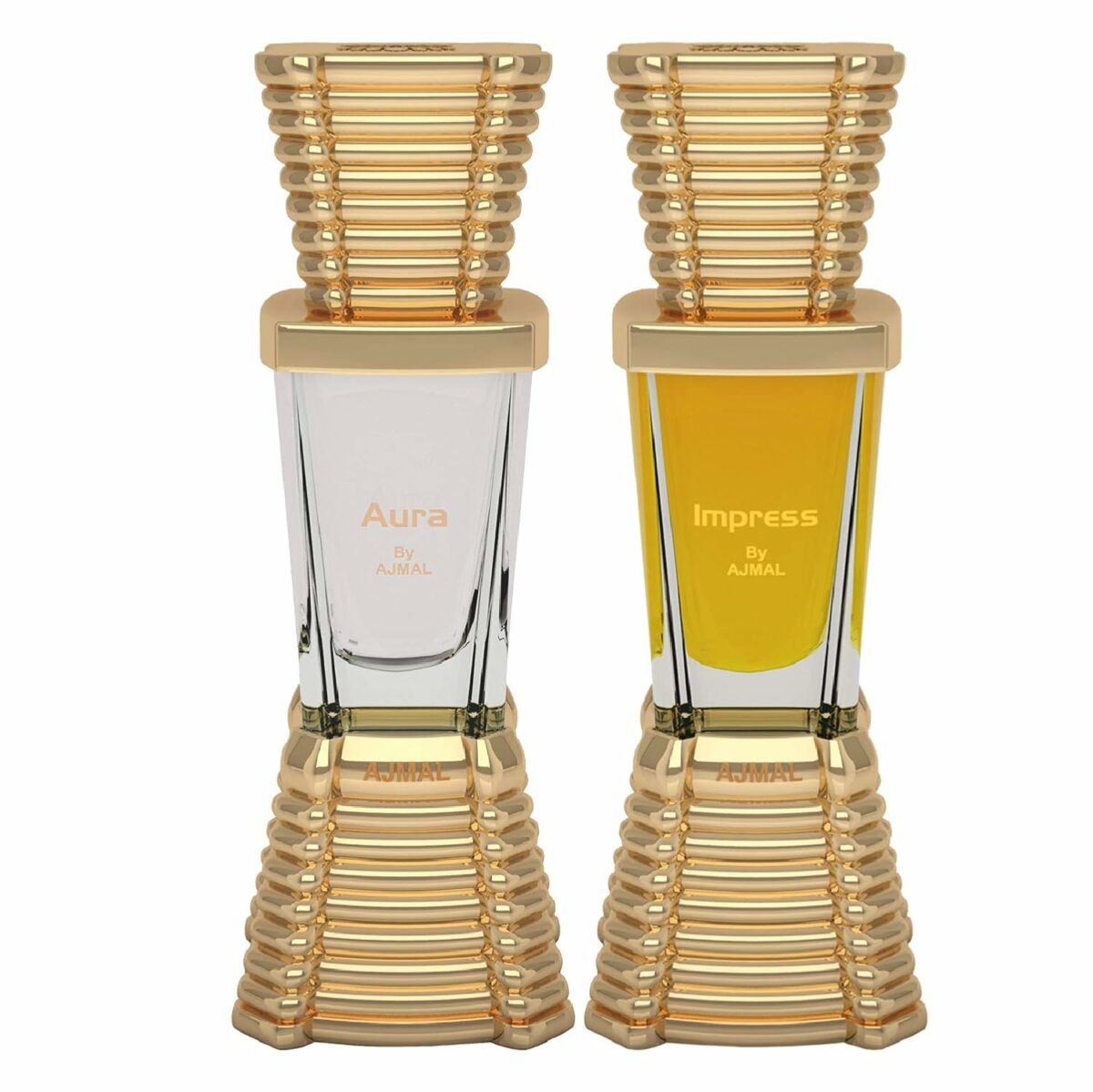 Ajmal Aura Concentrated Perfume Oil Floral Fruity Alcohol-free Attar 10ml for Unisex and Impress Concentrated Perfume Oil Citrus Alcohol-free Attar 10ml for Men