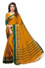 Alka Fashion Women Cotton Silk Saree Musterd Lace Border Saree Cotton Saree