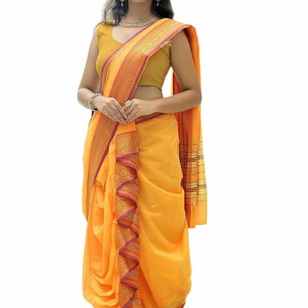 Aradhana Fashions Pvt. Ltd. Women's Cotton Woven Nauvari Saree Without Blouse Piece