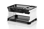 Attro Lenova Utensil Basket-Stylish and Durable Plastic Kitchen Organizer Rack Cutlery Utensil,Simple Assembly, Fruits and Vegetable Drying Drain and Storage Stand with Water Storing Tray-Black