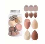 BANIRA 10Pcs Makeup Sponges Set With Storage Jar,Including 4 Blenders, 3 Mini Beauty Blenders, 3 Mini Finger Cushions For Liquid, Cream & Powder, Multicolor Makeup Sponge Set for All types Of Skin