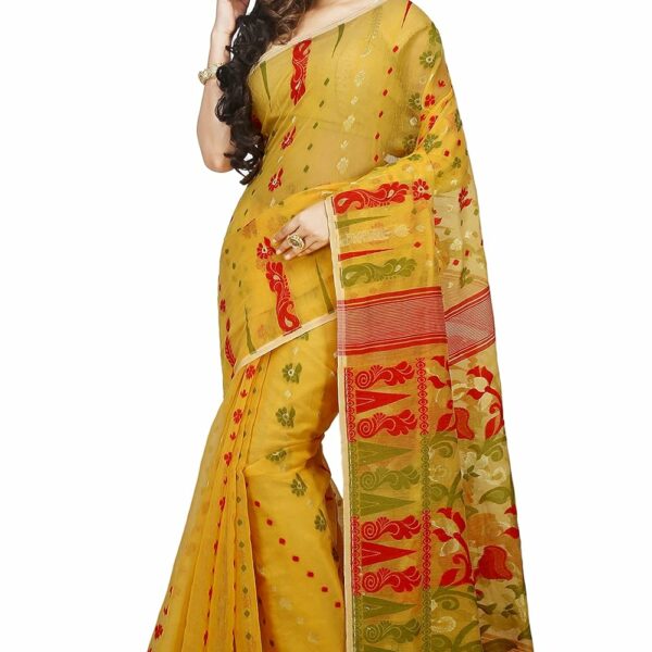 BENGAL HANDLOOM Exclusive Women's Soft Dhakai Padma Pata Jamdani Sarees