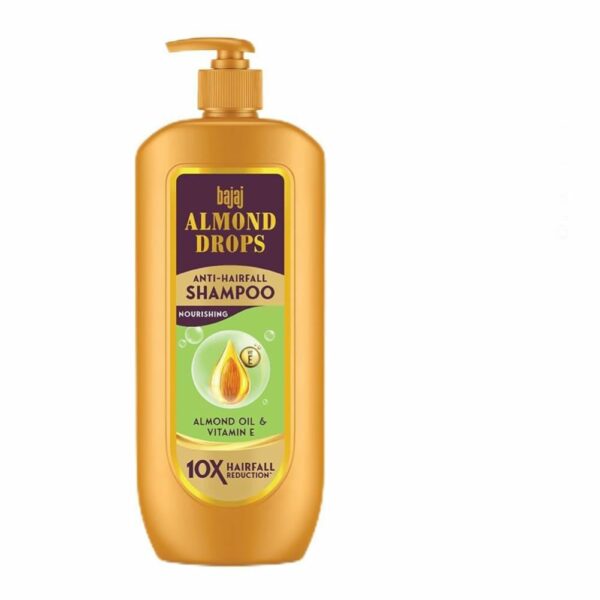 Bajaj Almond Drops Anti Hairfall Shampoo with Almond Oil & Vitamin E | For 10X Hairfall Reduction* & Soft, Shiny Hair* | Paraben Free | Ideal for Men and Women - 340ML