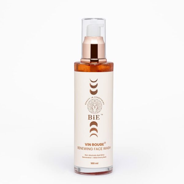 BiE Vin Rouge - Renewing Face Wash for Sensitive Skin, Oily Skin, Acne Prone Skin & Combination Skin| With Vitamin E & Resveratrol for Skin Brightening| SLS & Paraben Free| Bright & Clear Skin| For Women & Men| 100ml