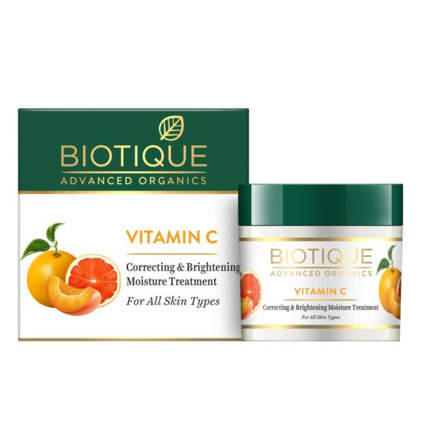 Biotique Vitamin C Correcting and Brightening Non Greasy Face Cream for All Skin Types, 50g | Younger Skin, Brighter