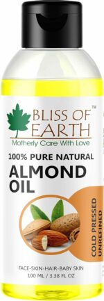 Bliss of Earth� 100% Pure & Natural Sweet Almond Oil (Coldpressed & Unrefined) Extracted From Whole Almond Kernels (100ML)