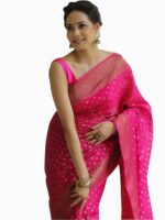 C J Enterprise Women's Pure Banarasi Silk Saree Kanjivaram Style Saree With Blouse Piece For Wedding (Kalindi)