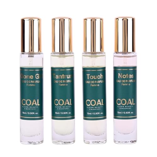 COAL Clean Beauty Travel Gift Pack Eau De Parfum with Top Notes of African Orange Flower, Pineapple, Bergamot & Rangoon Creeper | Luxury Perfume with Long Lasting Fragrance, Gifting | Women | 15ml x 4