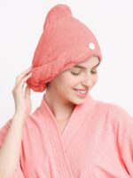 Cortina Microfiber Hair Towel Cap, Soft Absorbent Quick Drying Cap for Curly Thick Hair, Wrap Cap for Women Girls-Pack of 1,Pink