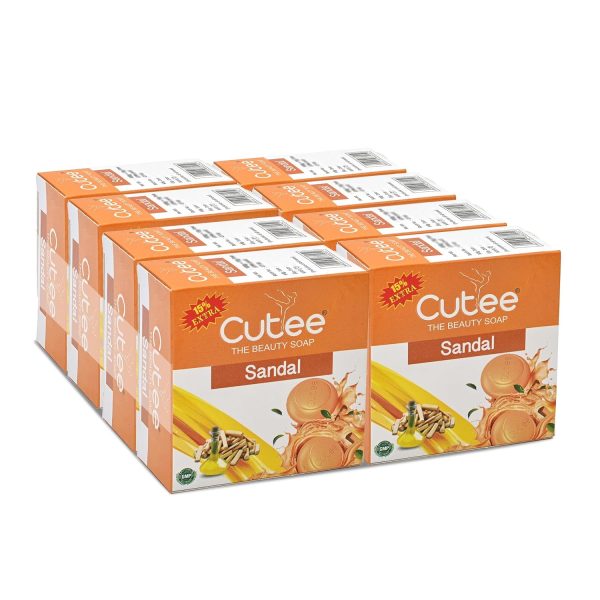 Cutee Sandal Bathing Soap - Divine Fragrance for Fresh and Radiant Skin - for All Skin Types - Long-Lasting Fragrance -115g Each, Pack of 8.