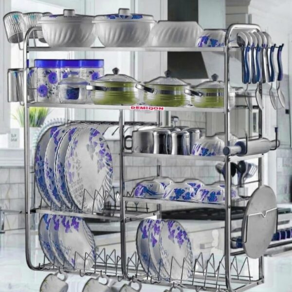 DEMIQON 5 Shelf Kitchen Rack | Bartan Rakhane Vala Rack | Dish Rack | Gilas Stand | Bartan Rack | Pack of 1 (31 X 30 Icnh)