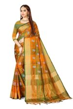 DHRUVI TRENDZ Women Jacquard Cotton Silk saree with blouse piece