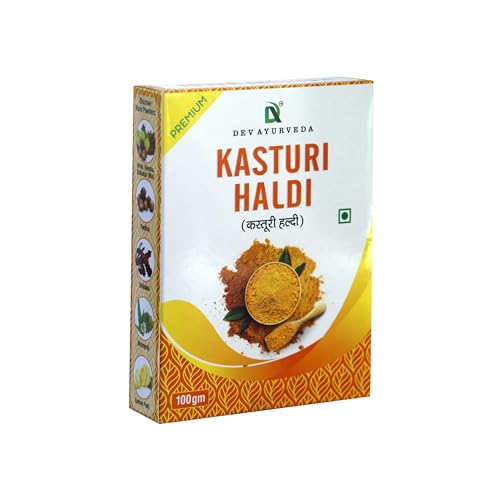 Dev Ayurveda Pure & Premium Kasturi Haldi Powder for Face Beauty |Kasturi Manjal Wild Turmeric Powder | Face Pack For Glowing Skin |Tan Removal |100G (PACK OF 2)