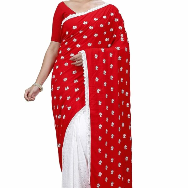 DipDiya Women Pure Cotton Traditional Bengali LalPori Handloom Saree