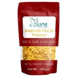 Divine Nature 100% Pure & Natural Organic Kasturi Haldi Powder For Face Beauty | Wild turmeric Haldi powder for face pack & glowing skin | Kasturi Manjal for All Skin types - (100 gm)