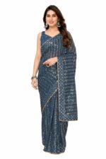 EKASYA Women Georgette With Sequence Ready to Wear Saree (E2053)