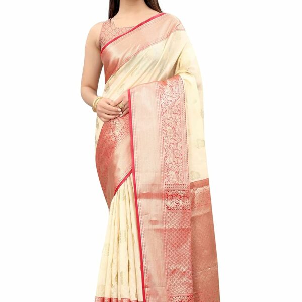 Enthone Women's Heavy Banarasi Art Silk Saree With Unstitched Blouse Piece