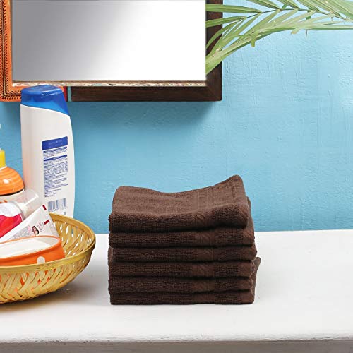 FRESH FROM LOOM Face Towel Set of 6pc - Coffee | 100% Cotton |Ultra Soft, Absorbent & Quick Dry Towel for facewash, Gym, Pool, Travel, Spa, Beauty Salon and Yoga | 13 x 13 Inches 500 GSM