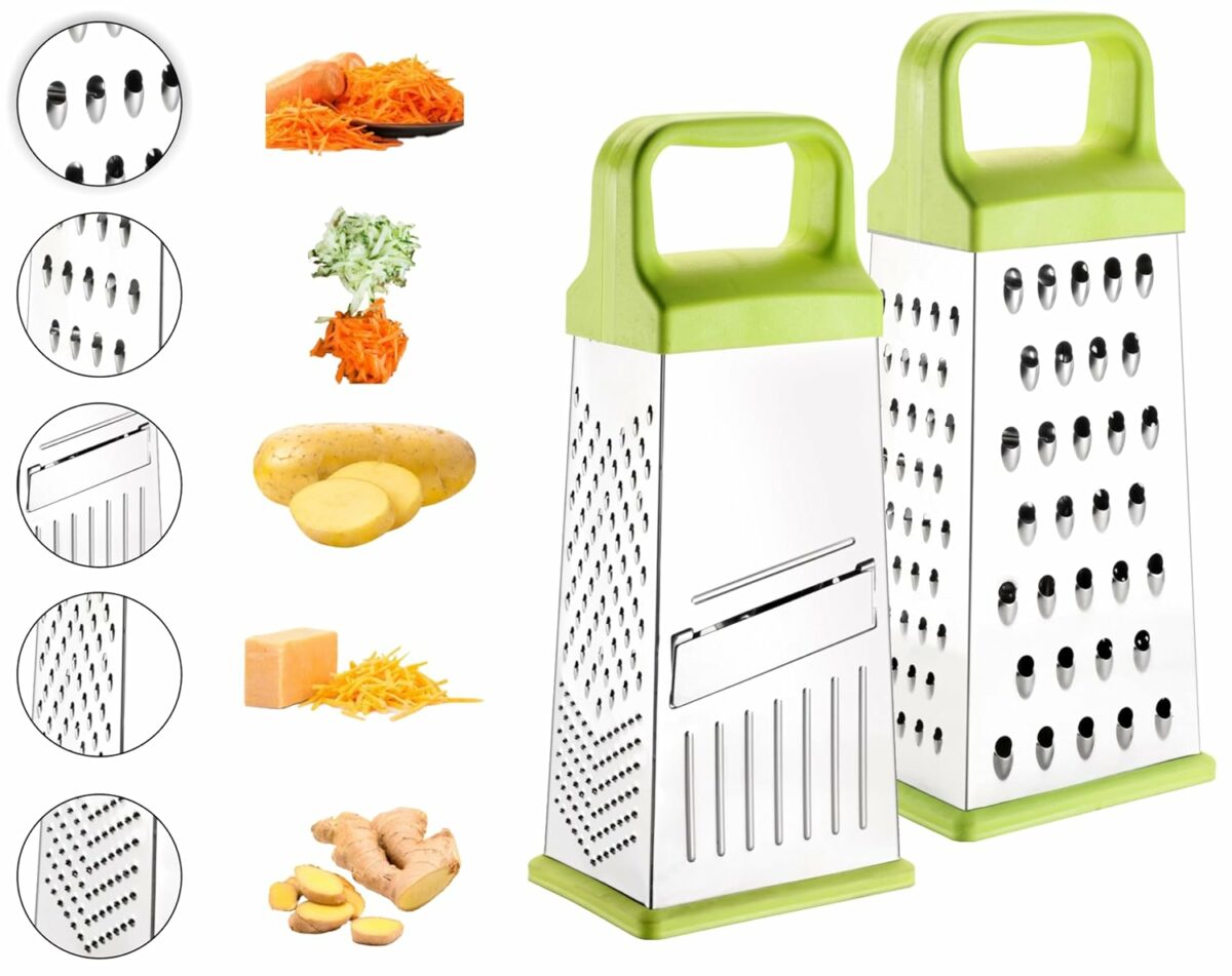 Floraware Stainless Steel 5 in 1 Vegetable Slicer Grater for Kitchen (Green)