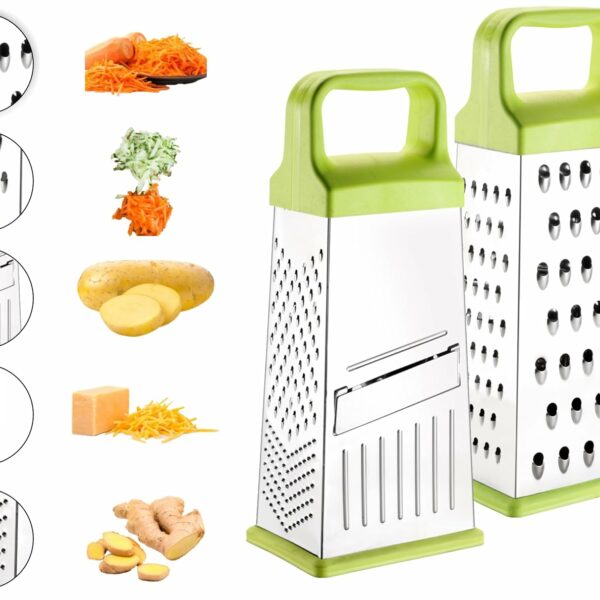 Floraware Stainless Steel 5 in 1 Vegetable Slicer Grater for Kitchen (Green)