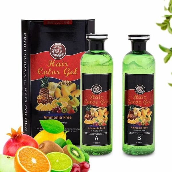 Fruit Vinegar Ammonia Free 10 Minutes Hair Color Colour Gel A + B 500 ML Each Black/Natural Black