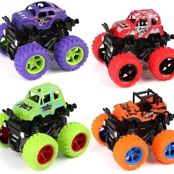 GRAPHENE Monster Trucks (Pack of 4), Friction Powered monster Car Toys for Boys 3-7 Years Old, Durable High-Density Alloy and Non-Toxic Plastic, Non-Slip Tires for Educational Play(Pack of 4)