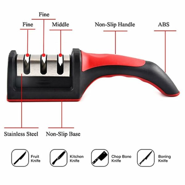 Gadget Deals- Knife Sharpener for Kitchen | Advanced- Knife Sharpener | Knife Sharpener Tool - 3-Stage-Knife Sharpener Rod- Knife Sharpener Machine | Knife Shaper for Kitchen | Knife Shaper Tool