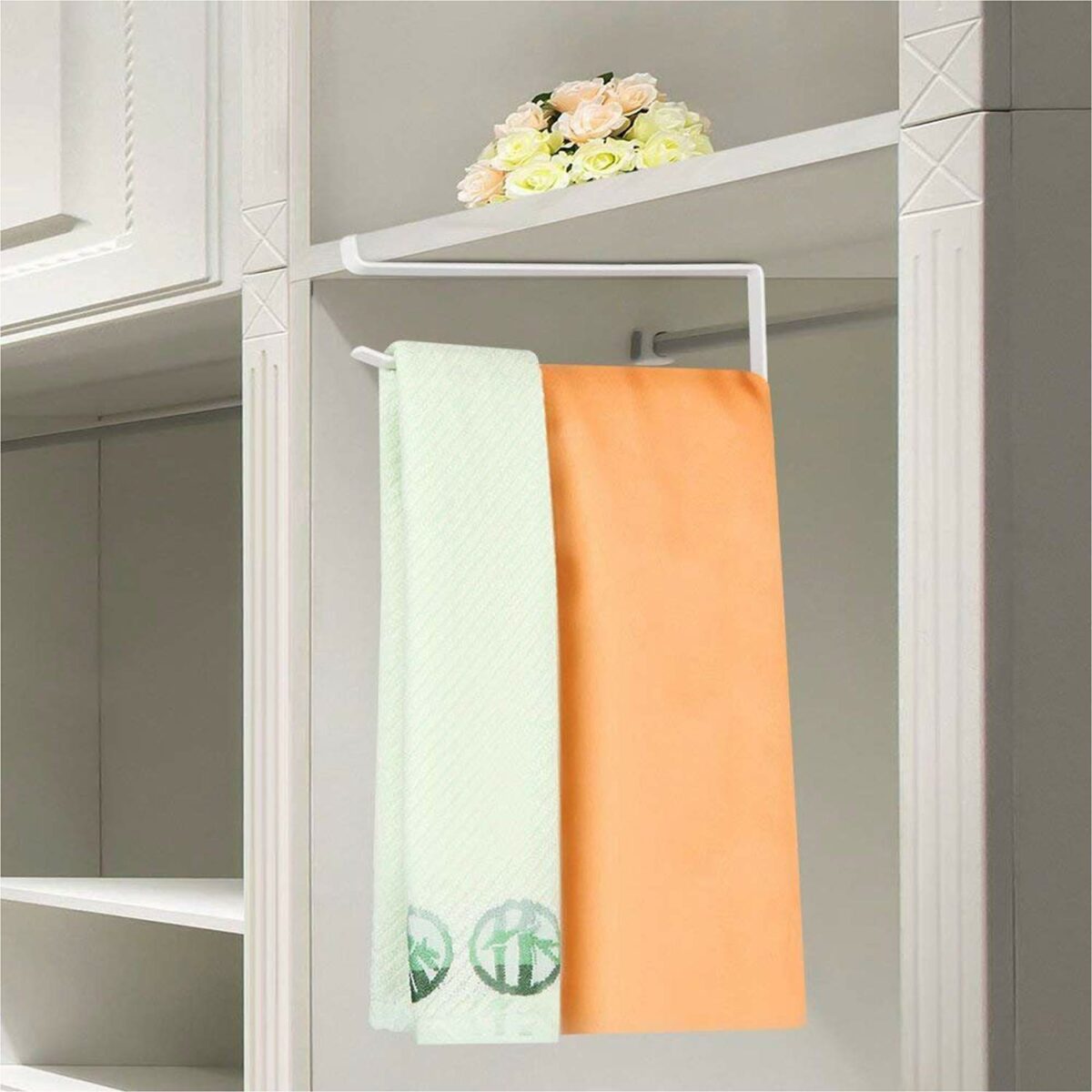 HOKIPO over The Cabinet Door Kitchen Napkin and Paper Towel Holder -White