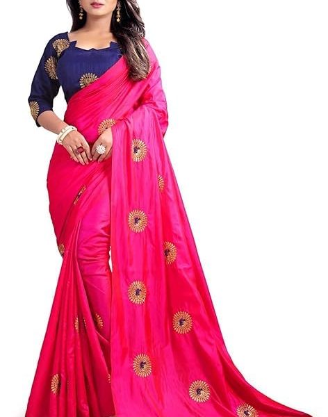 HSk's Mor Silk Blend Material, Jacquard Saree for women (Pink)