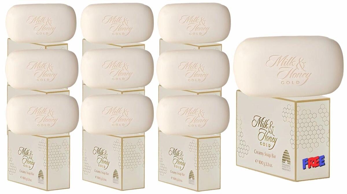 HUDACRUSH BEAUTY's Milk and Honey Gold Softening Creamy Soap Bar for Nourished, Silky-Smooth Skin (Pack of 10)