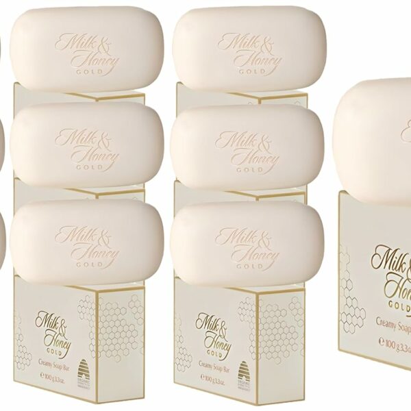 HUDACRUSH BEAUTY's Milk and Honey Gold Softening Creamy Soap Bar for Nourished, Silky-Smooth Skin (Pack of 10)