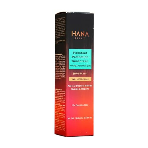 Hana Beauty Pollutant Protection Sunscreen (For Oily & Acne Prone Skin) SPF 40 PA++++ | UVA & UVB Protection | Hydrating, Lightweight & Non-Greasy | Quick Absorbing | Oily & Sensitive Skin | 100ml