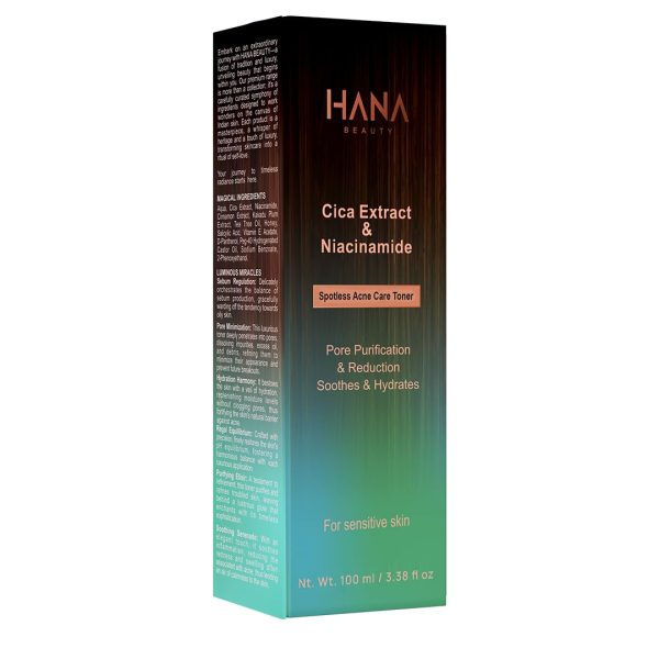 Hana Beauty Spotless Acne Care Toner | Cica Extract & Niacinamide |Balance Sebum Production | Controls Excess Oil | Pore Purification & Reduction | Barrier Against Acne, Pimple & Breakout | Soothing & Hydrating | Anti Acne Toner for Oily, Sensitive, Acne & Blemish Prone Skin | For Men & Women | 100ml