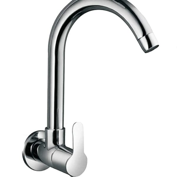 JAGGER LAKS3246 (Mark) Wall Mounted Kitchen Sink Cock Faucets Taps for Kitchen Sink/Basin Taps with Wall Flange & Teflon Tape, Chrome , Brass, Steel