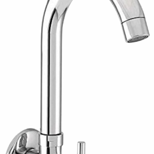 JAGGER Turbo Kitchen Sink Tap For Kitchen Sink/Kitchen Basin/Home, Features:- Wall Mounted, 360 Degree Rotating Spout, Quarter Turn &Foam Flow (With Wall Flange & Teflon Tape) (Turbo), Silver