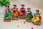 JH Gallery Recycled Material Rajasthani Home Decor Items Musician Bawla Puppets Idol Show Pieces for Home Decor 11 X 28 Cm Multicolor, 5 Pieces (Male Puppets)