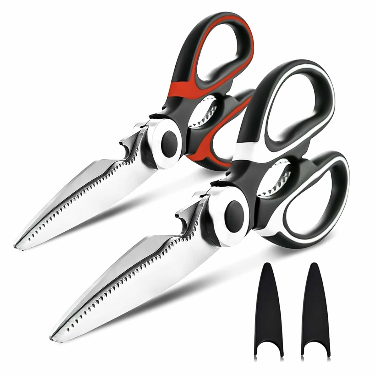 JLJLcio Kitchen Shears, Scissors 2-Pack Heavy Duty Sharp Sturdy Dishwasher Safe Food Scissors With Protective Cover For Chicken,Poultry,Fish,Meat,Herbs,Bbq ,Stainless Steel Shears For Home,Rv,Camper