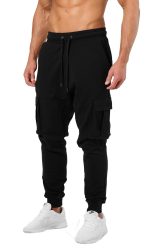 JUGULAR Men's Cotton Solid Men Stylish Cargo Black Track Pants